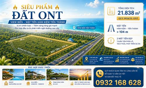 🔥 SIÊU PHẨM ĐẤT ONT VIEW BIỂN – MẶT TIỀN HÀM KIỆM TIẾN THÀNH 🔥