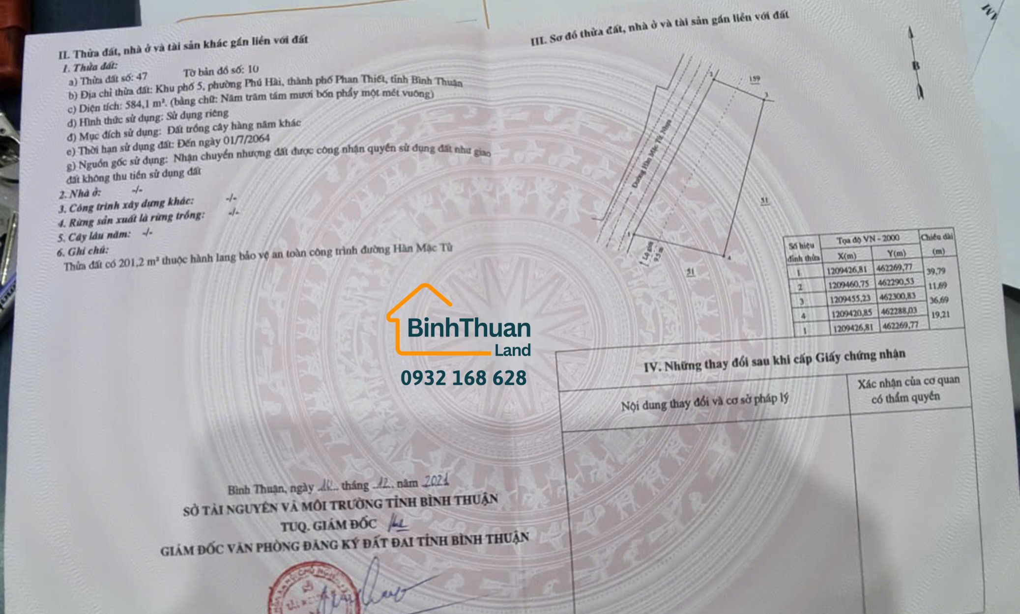 BÁN ĐẤT ĐƯỜNG HÀN MẶC TỬ, GẦN KHU DU LỊCH QUỐC GIA MŨI NÉ PHAN THIẾT