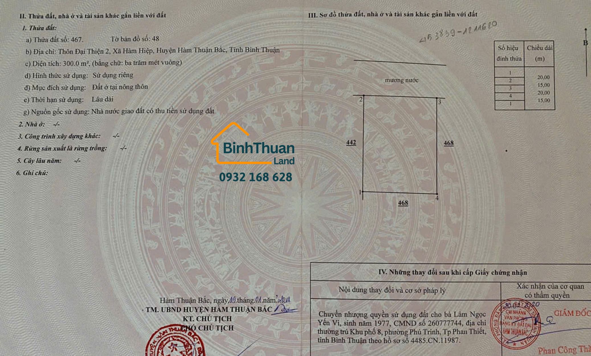BÁN 600 M2 ĐẤT  THỒ CƯ THÔN ĐẠI THIỆN, XÃ HÀM HIỆP