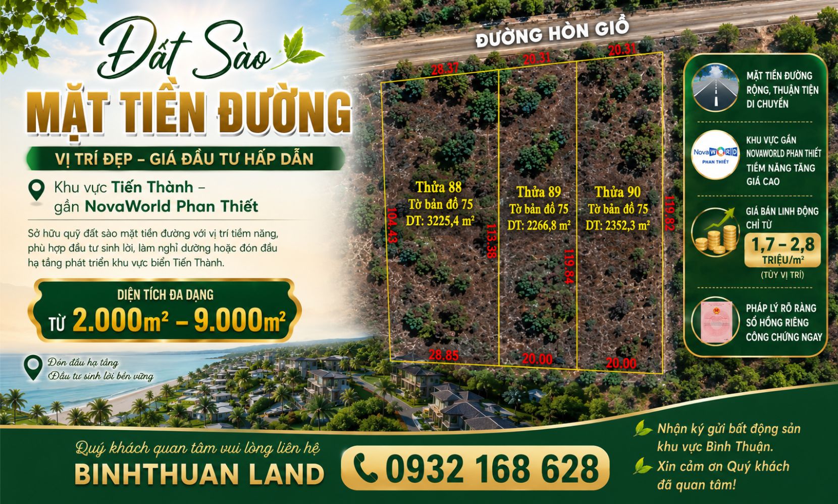 🔥 ĐẤT SÀO MẶT TIỀN ĐƯỜNG, VỊ TRÍ ĐẸP, GIÁ ĐẦU TƯ GẦN NOVAWORLD PHAN THIẾT 🔥